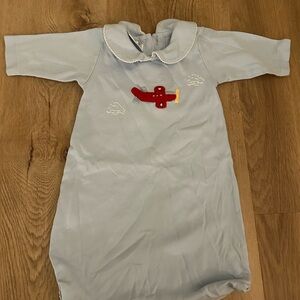 Baby Blue Airplane Embroidered Onesie